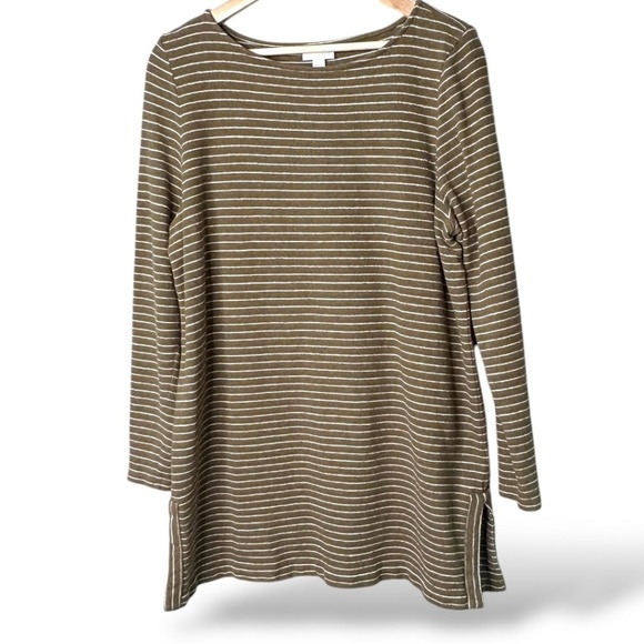 J. JILL 100% Cotton Long Line Tunic / Pullover / Sweater Top Side Slits Sz XL - Picture 3 of 9